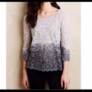 Meadow Rue Anthropologie Ombre Lace Ceala Blouse